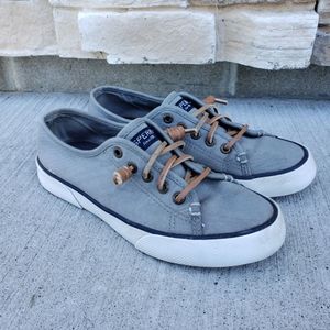 Women's Sperry 5M Slip in Pull on Shoes Sneakers Casual Grey